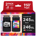 Wiseta 245XL 246XL Ink Cartridges Black Color Combo Canon PIXMA 2-Pack