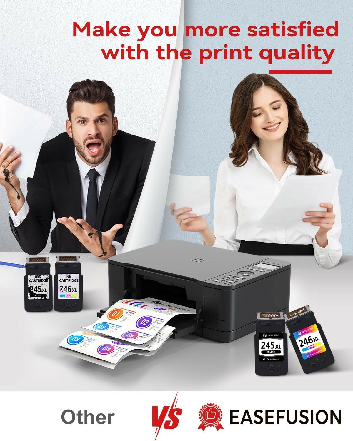 Wiseta 245XL 246XL Ink Cartridges Black Color Combo Canon PIXMA 2-Pack