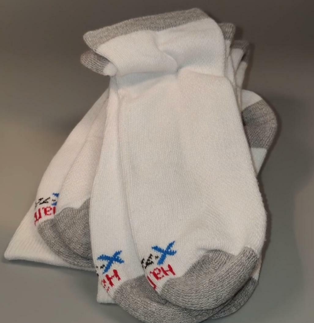 Hanes Mens Cushioned X-Temp Crew Socks 6-Pair Pack, 10-13, White