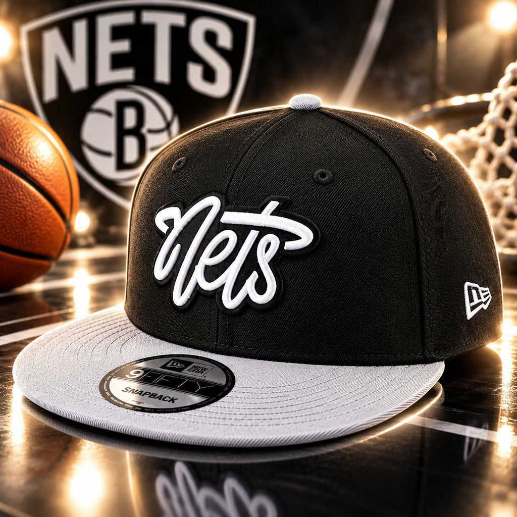 New Era Brooklyn Nets Two-Tone 9FIFTY Snapback Hat Black Adjustable NBA