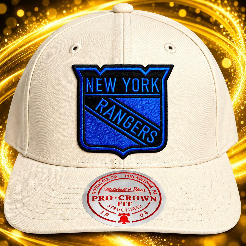 New York Rangers Mitchell & Ness Pro Crown Snapback Hat Cream NHL New OSFA