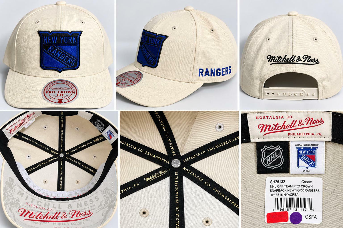 New York Rangers Mitchell & Ness Pro Crown Snapback Hat Cream NHL New OSFA